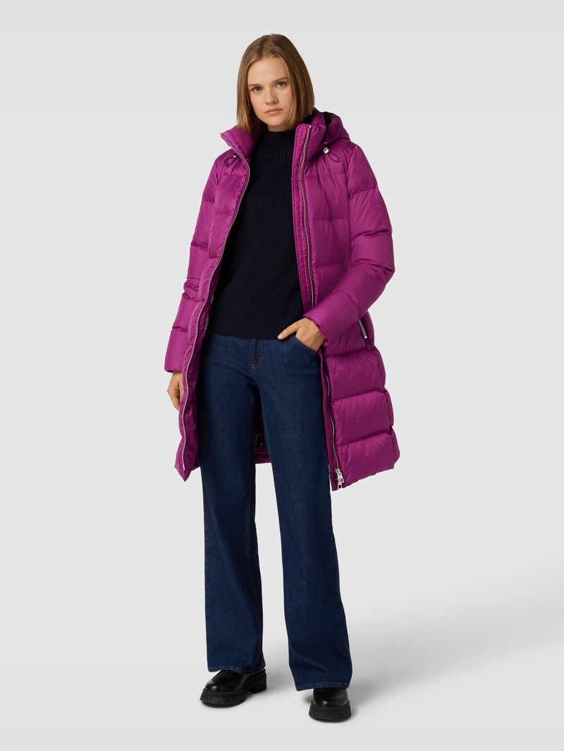 Daunenmantel mit Kapuze mit Tunnelzug in fuchsia