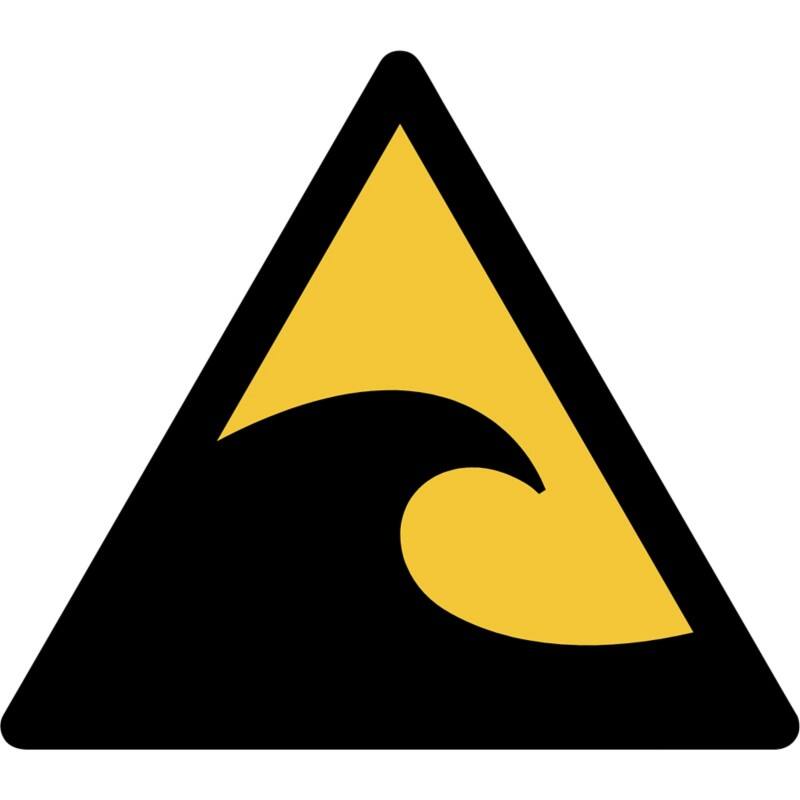 Djois Warnschild Warnung Achtung Tsunami-Gebiet Klebstoff, einschraubbar PP (Polypropylen) 20 (B) x 0,14 (H) cm 3 Stück