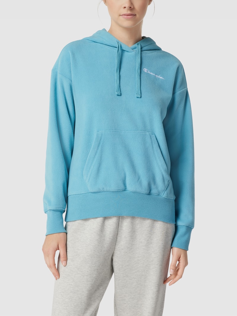 Hoodie mit Label-Stitching in hellblau