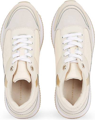 TOMMY HILFIGER Damen Sneaker ELEVATED EMBOSSED RUNNER GOLD