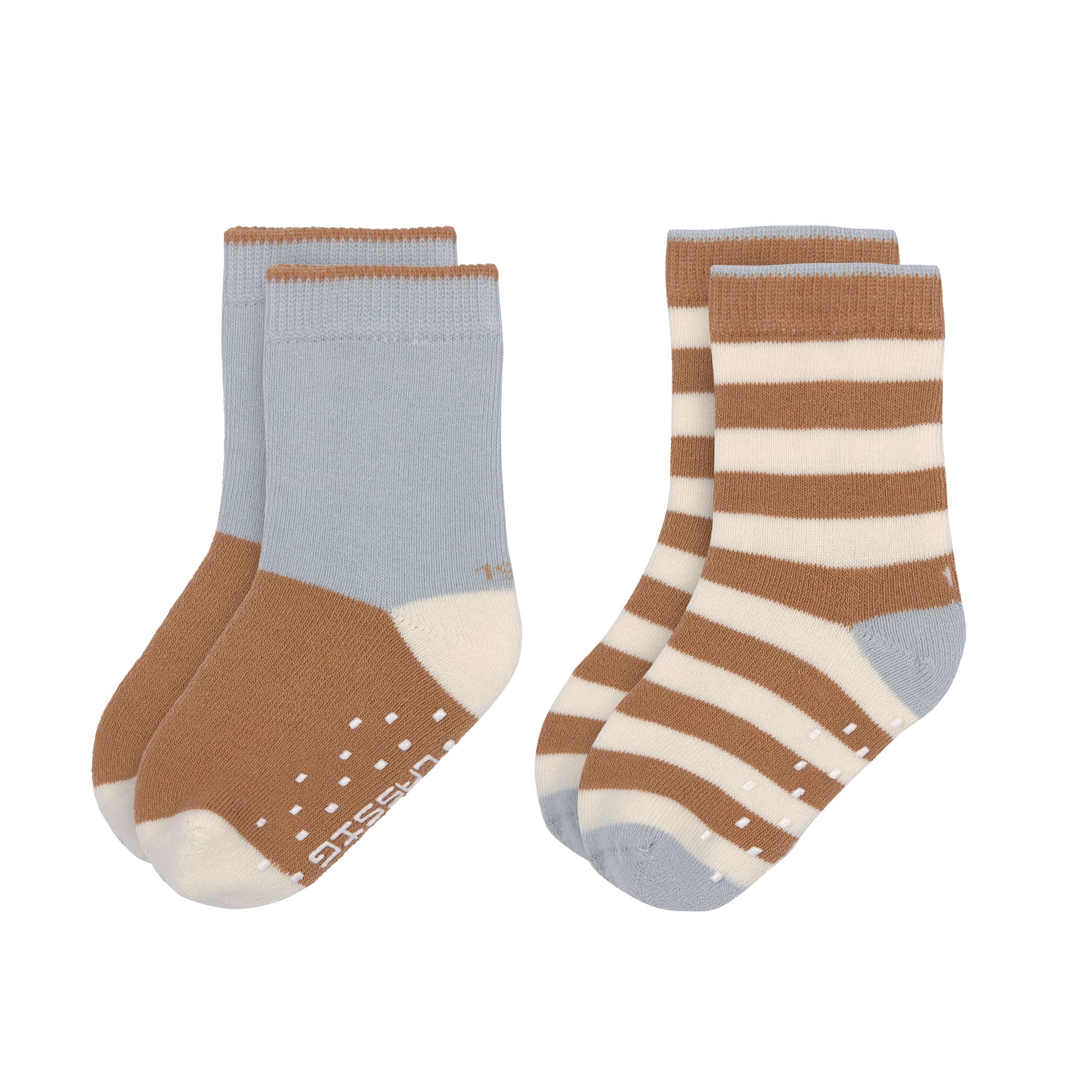 Kinder Antirutsch-Socken (2er-Set), Hellblau Karamell