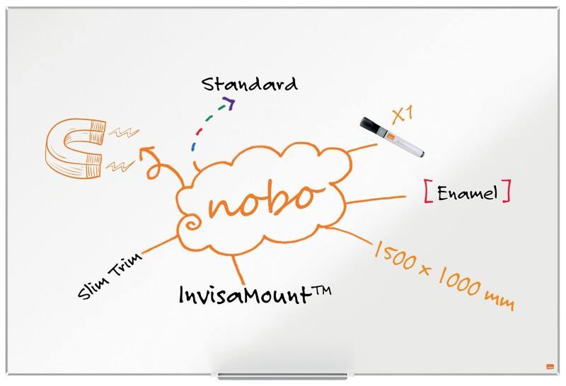 Nobo Impression Pro Whiteboard 1915397 Wandmontiert Magnetisch Emaille 150 x 100 cm Schlanker Rahmen