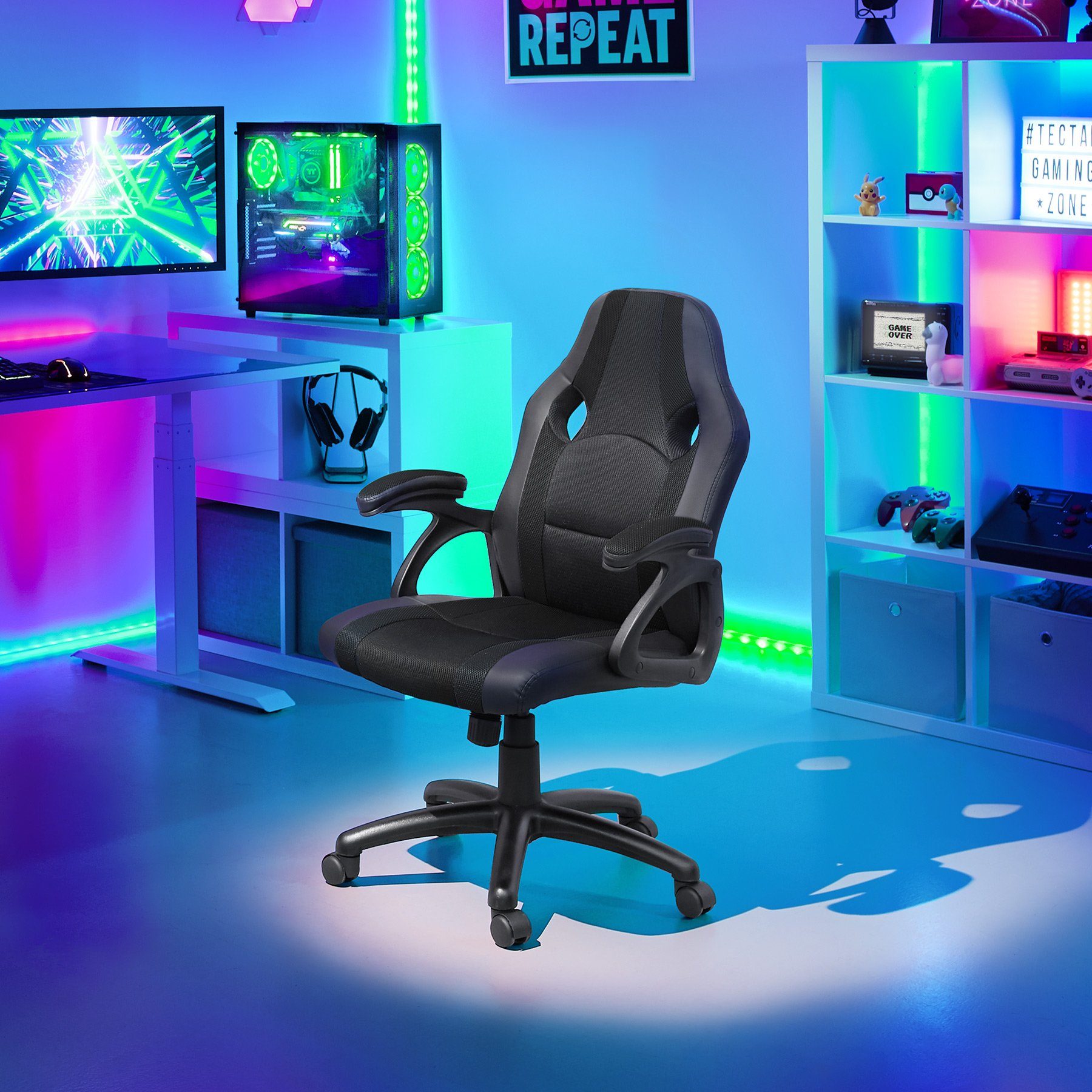 tectake Gaming-Stuhl Benny (1er, 1 St), einstellbare Wippmechanik