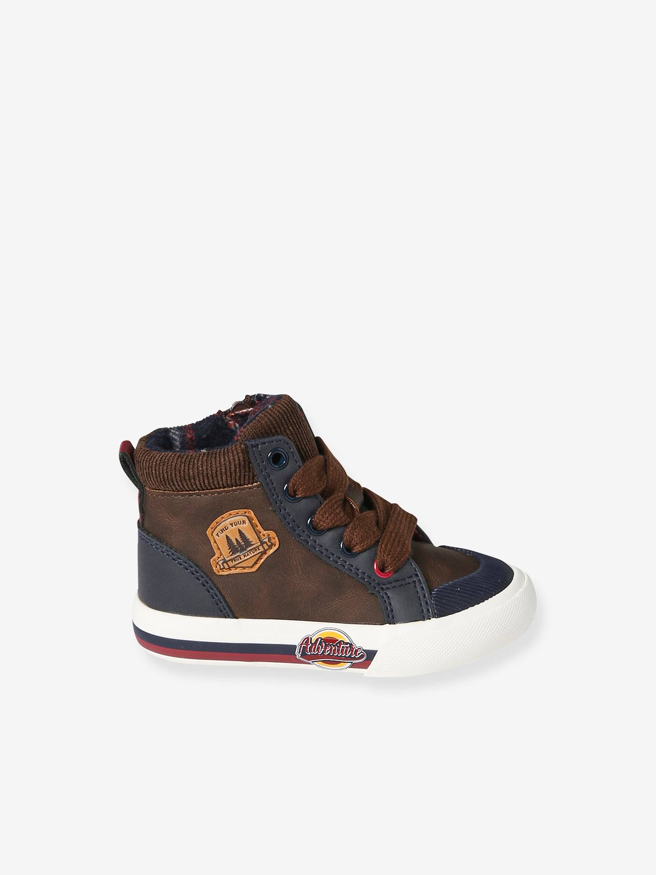 Vertbaudet Baby High-Sneakers mit Reißverschluss - braun