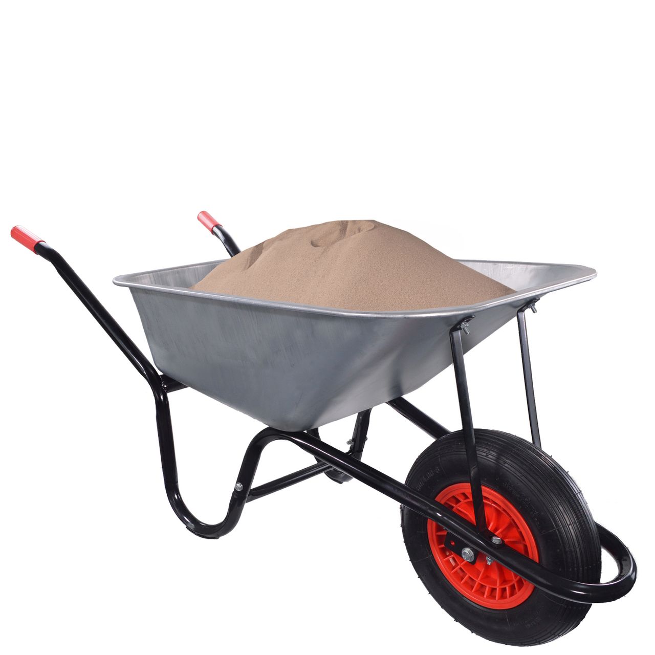 TroniTechnik GARMIO® Schubkarre 85 Liter bis 160 kg Garten Bauschubkarre, Gummi-Luftreifen mit Felge - verzinkt