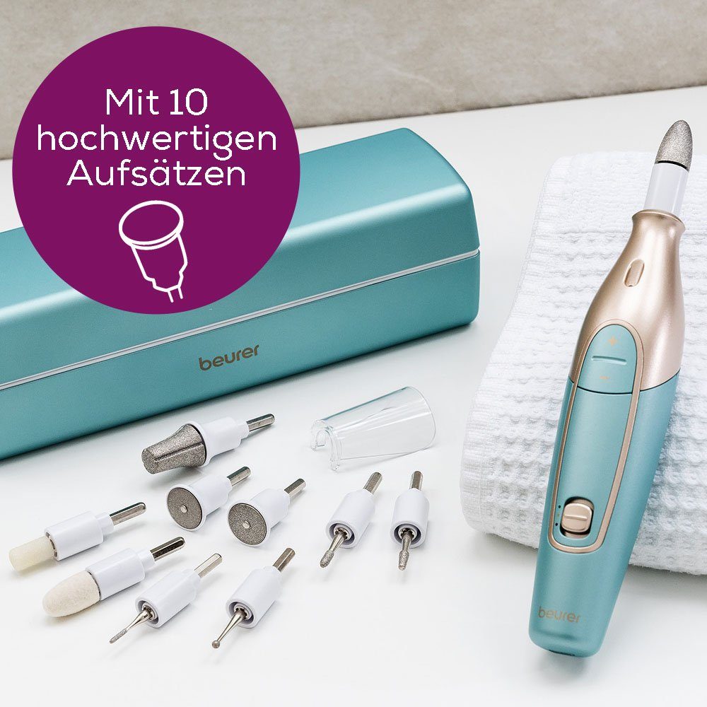 BEURER Maniküre-Pediküre-Set MP 84, wiederaufladbar, inkl. 10 Aufsätze, mit LED-Licht