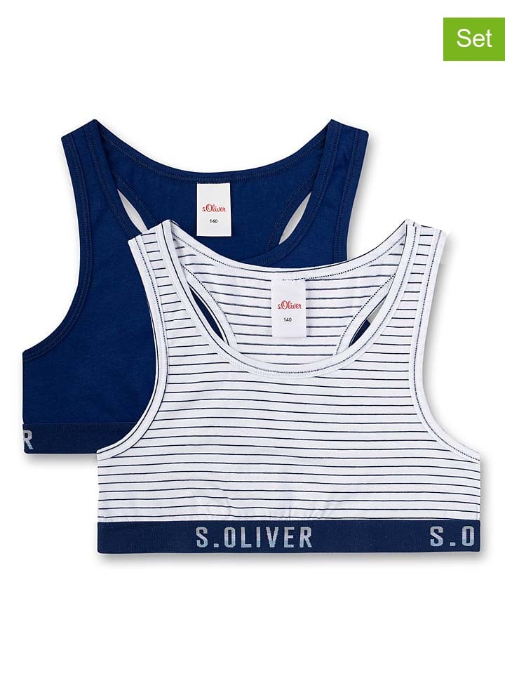 s.Oliver 2er-Set: Bustiers in Dunkelblau/ Weiß günstig kaufen