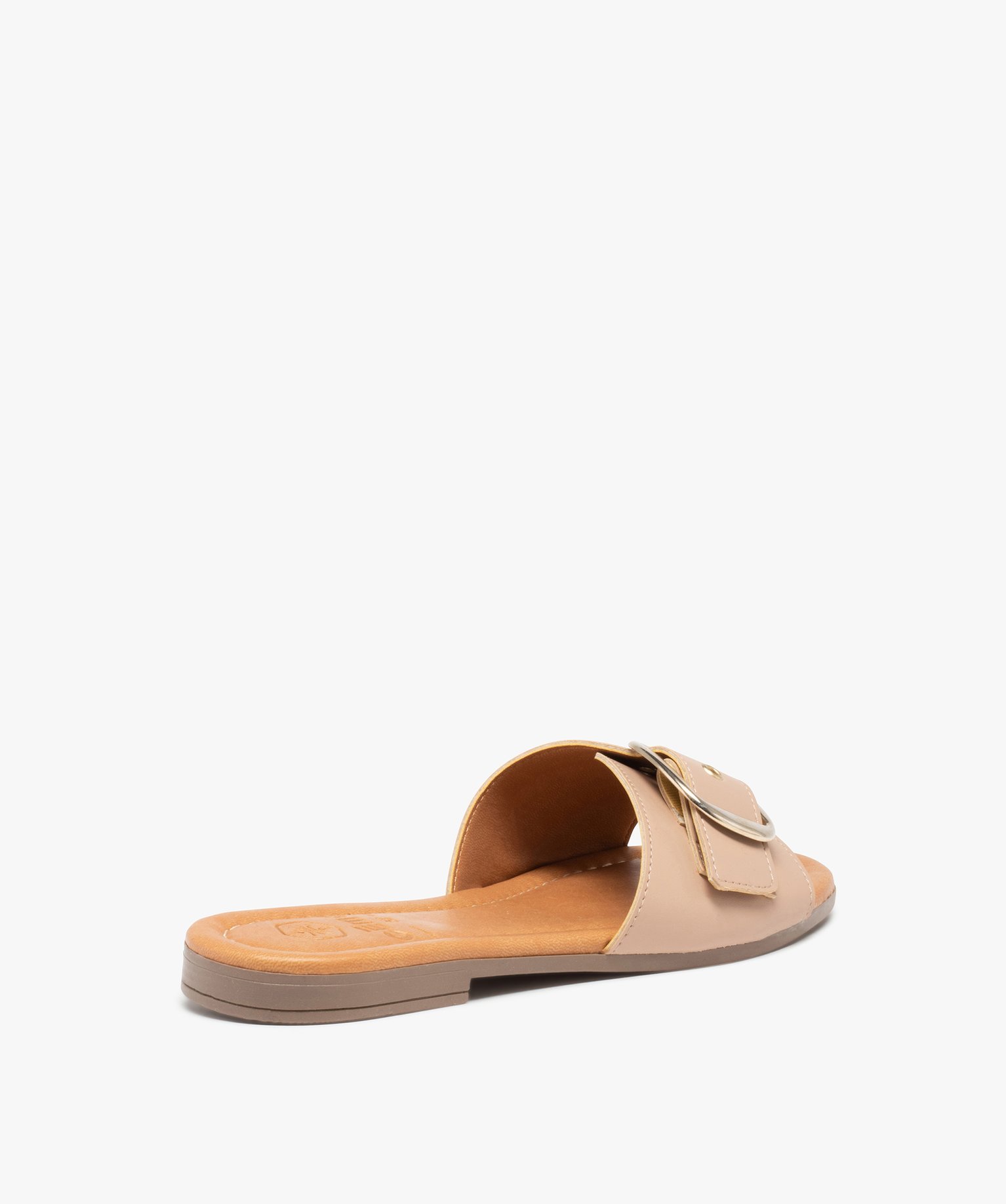 Mules femme à talon plat et bride à boucle ajustable beige | GEMO