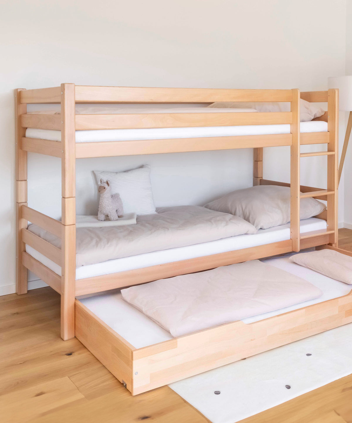 Etagenbett Buche Mittelhoch Transparent lackiert