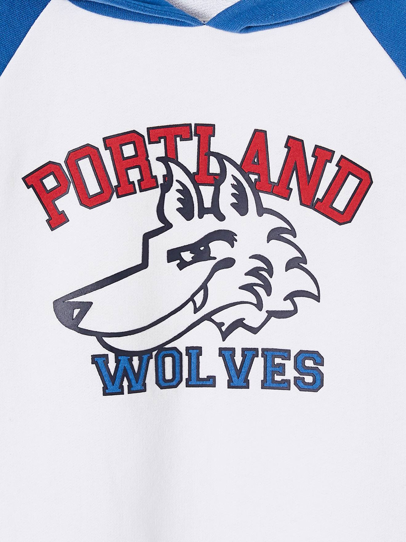 Sweat à capuche sport team Portland garçon manches courtes blanc