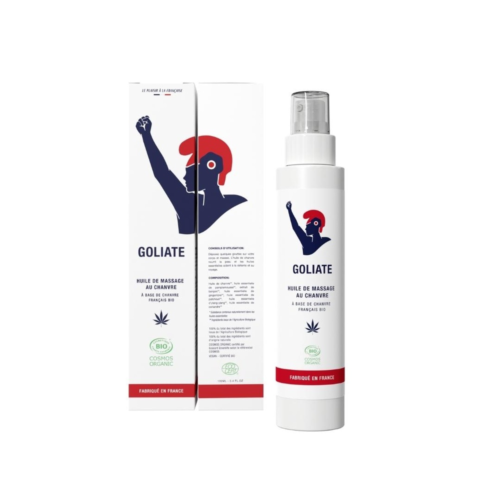 goliate Huile de massage au chanvre français huile de massage