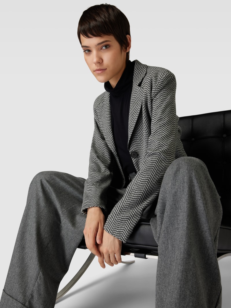 Blazer mit Zickzack-Muster in mittelgrau