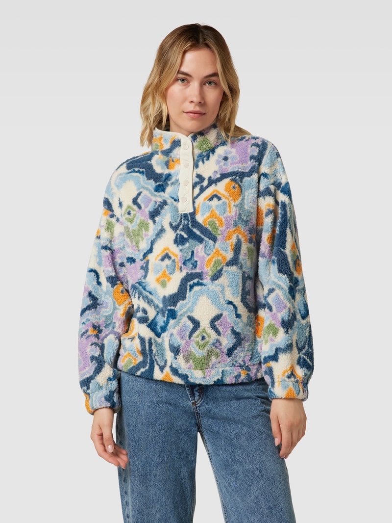 Pullover aus Teddyfell mit kurzer Knopfleiste in ecru