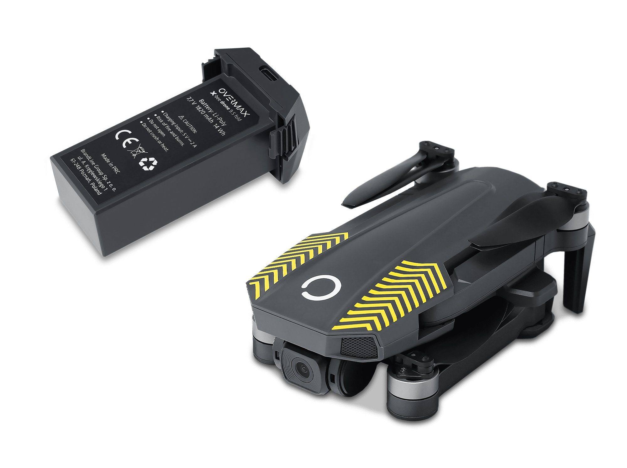 Overmax X-BEE 9.5 FOLD Drohne (3840 x 2160, 4K 16 FPS, 2,5K 25 FPS, 4K Kamera, FPV WiFi Live, Klasse C0, GPS, Reichweite 600m, LEDs)