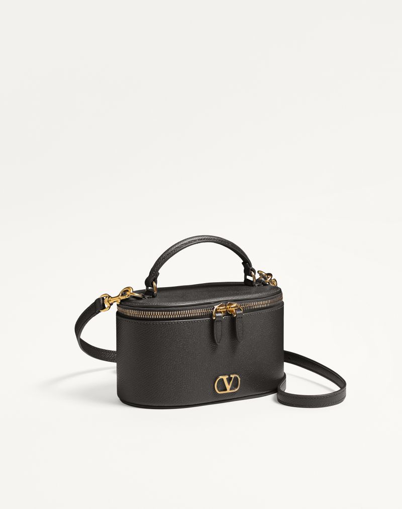 Mini Vanity Bag VLogo Signature em couro de bezerro granulado