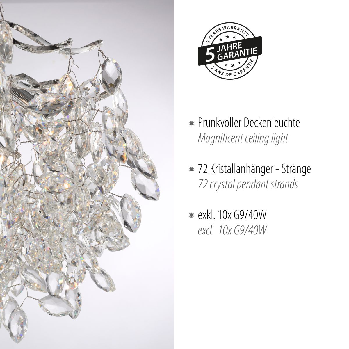 Paul Neuhaus 10-flg Deckenlampe Ricicle Chrom