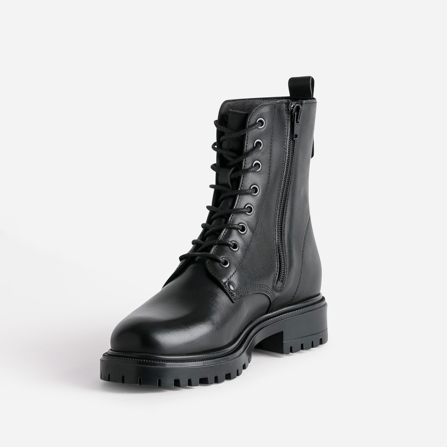 Boots à lacet TEXTO noir cuir à semelle crantée