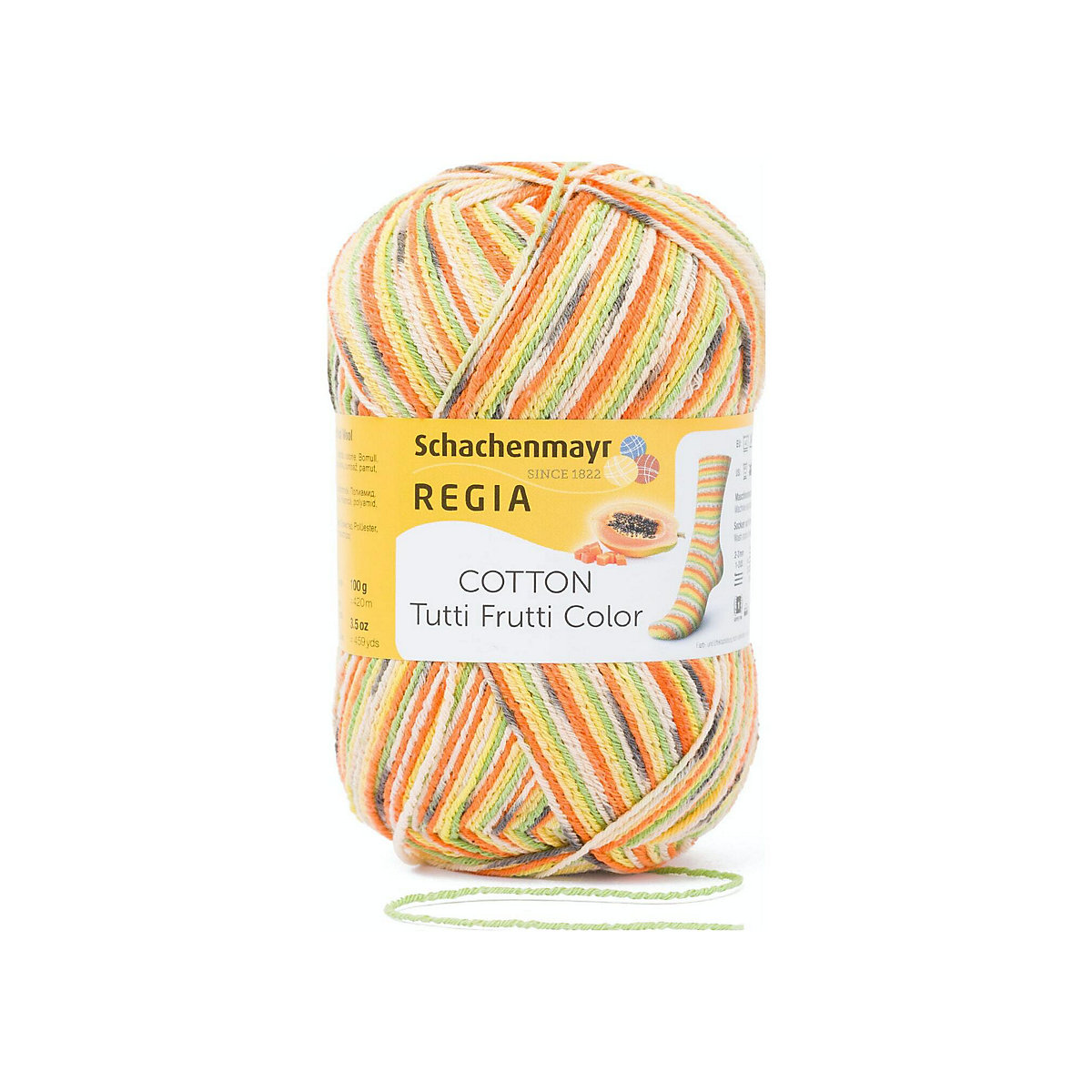 Handstrickgarne 4-fädig Cotton Color, 100g Papaya