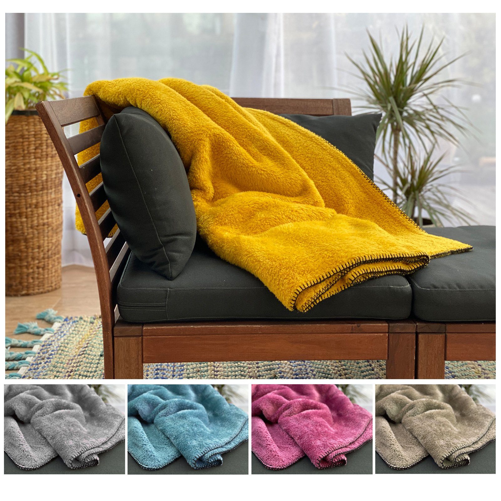 Wohndecke Flauschig weiche Kuscheldecke Teddy Plüsch Decke, heimtexland, Langflor Sofadecke I kuschelig weich I warm I XL 150x200 cm