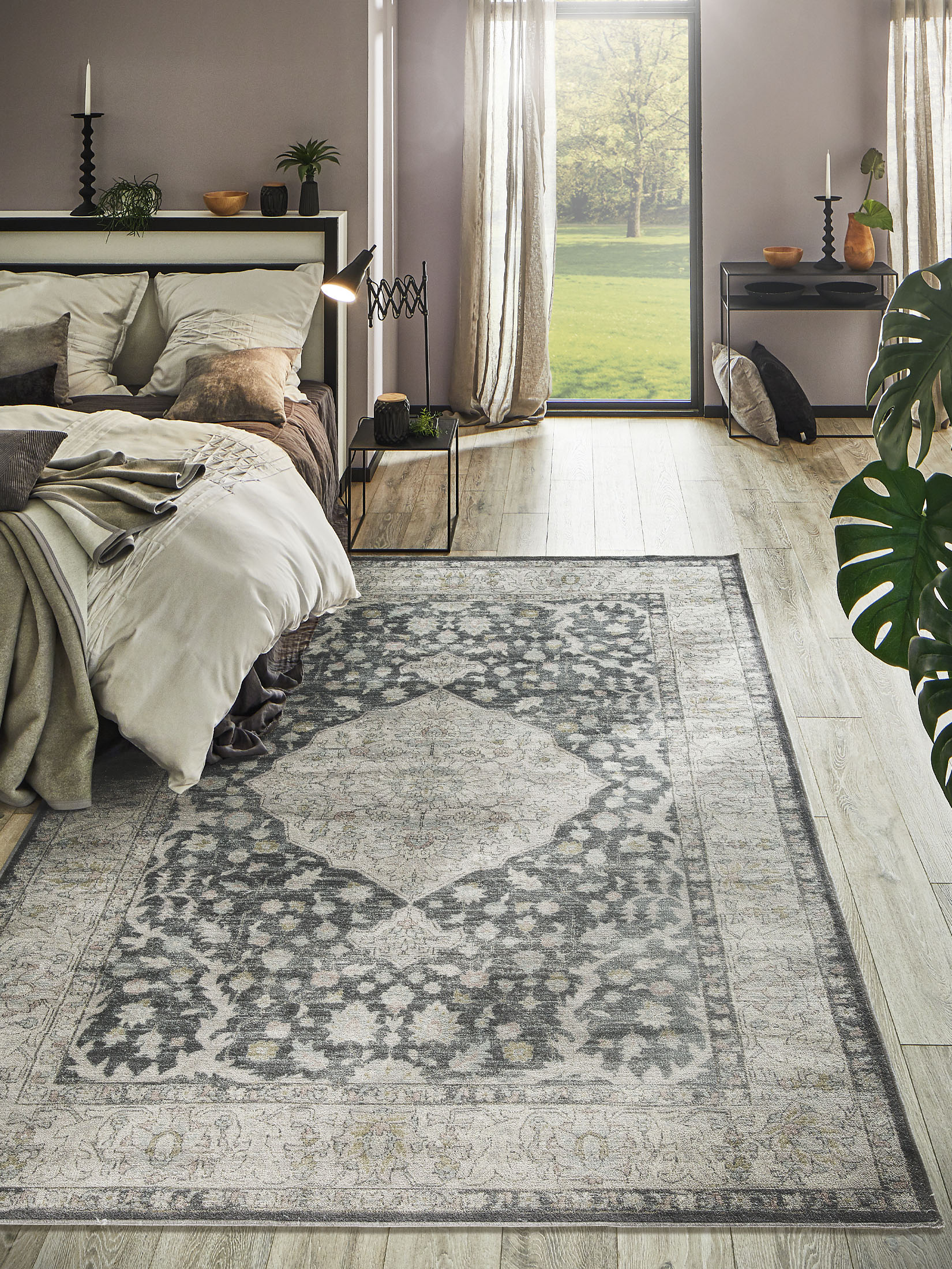 Nafar Vintage-Teppich, Grau/Rose