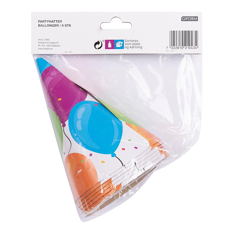 Giform Partyhatt 6-pk ballonger