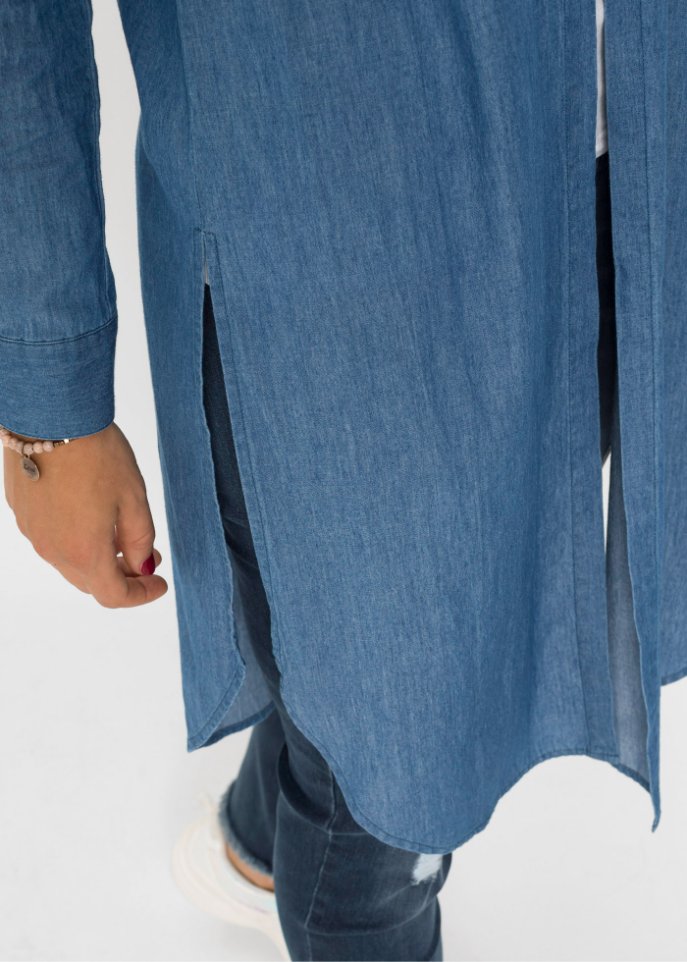 Longbluse mit seitlichen Schlitzen