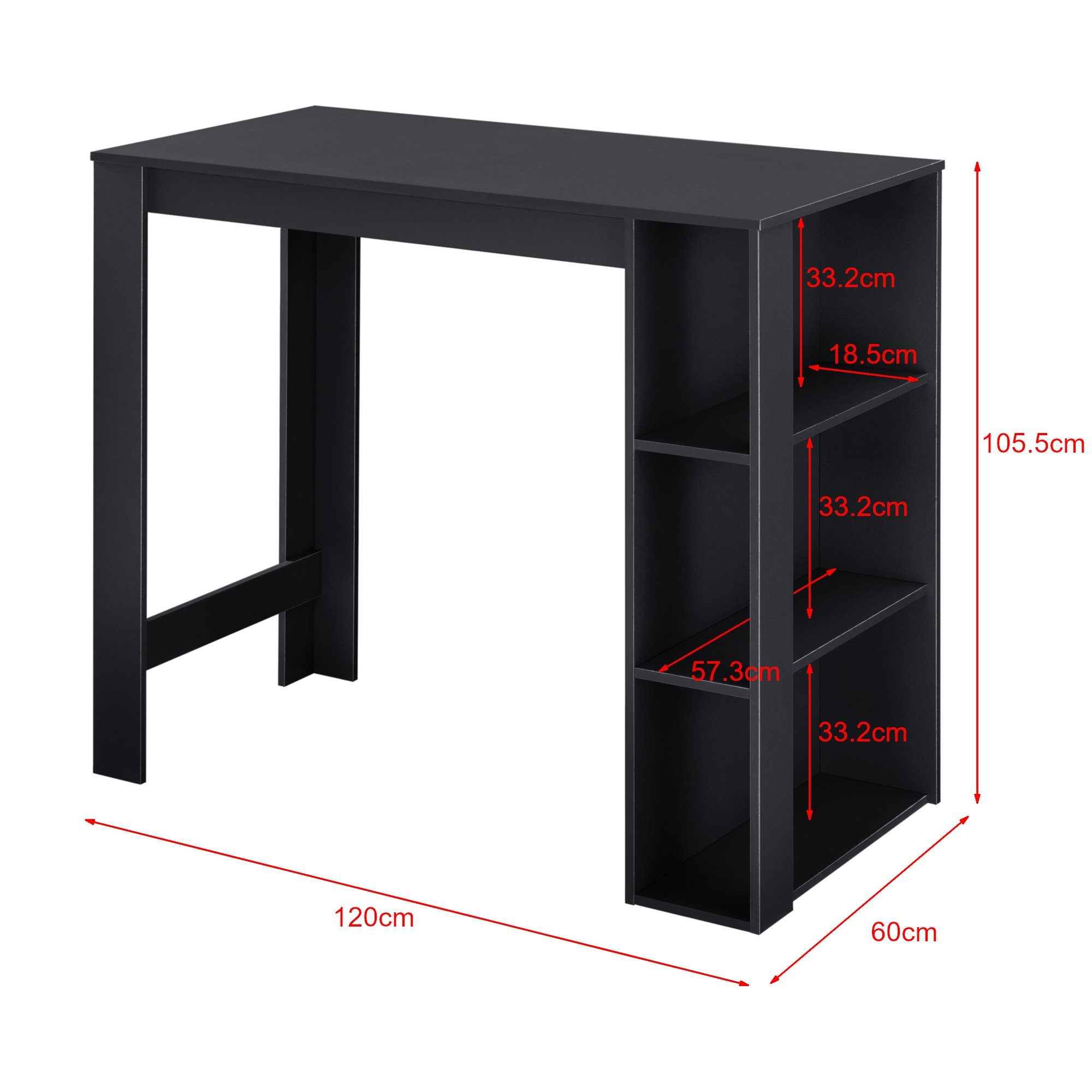 en.casa Bartisch, Danderyd Bartresen Theke 120 x 60 x 105,5 cm Schwarz