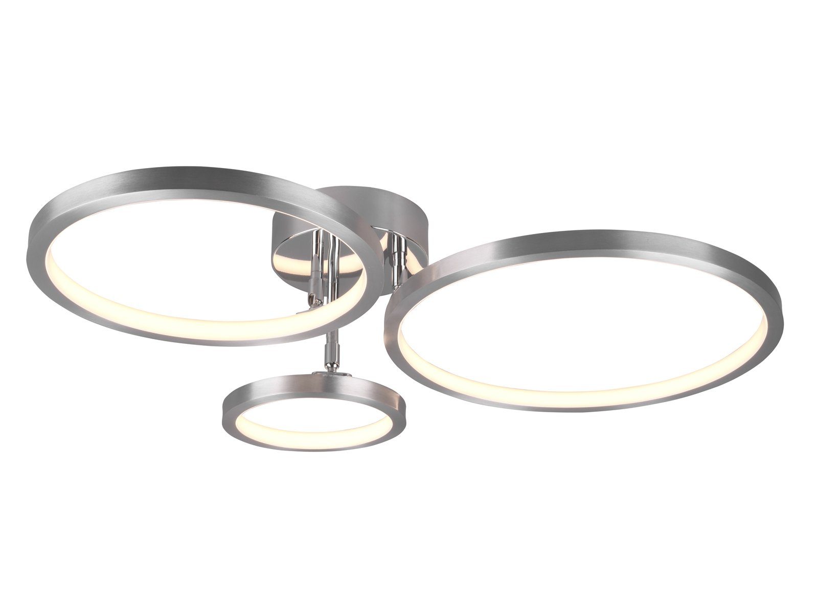 meineWunschleuchte LED Deckenleuchte, Dimmer, LED fest integriert, Warmweiß, Ringe schwenkbar, coole Designer Lampen Jugendzimmer, B. 71cm, Silber
