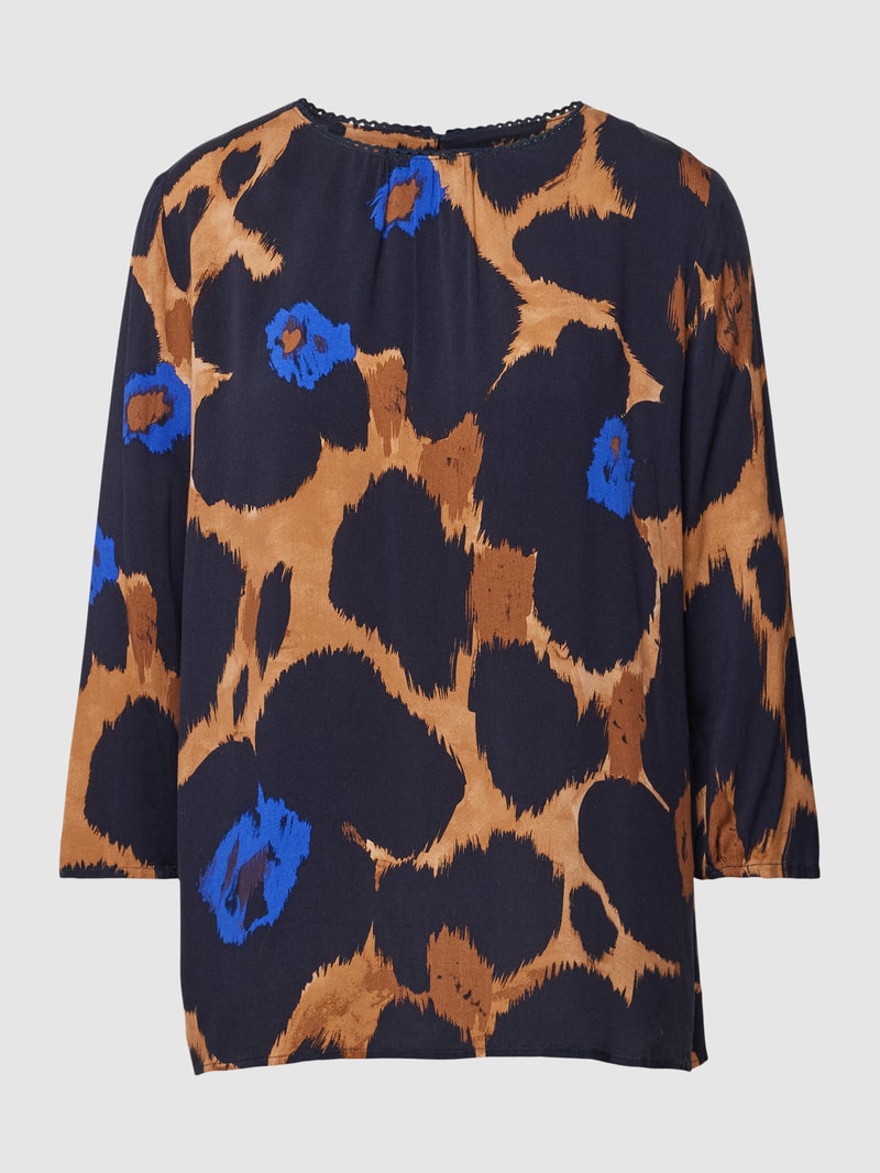 Blusenshirt mit Allover-Muster und 3/4-Arm in royalblau