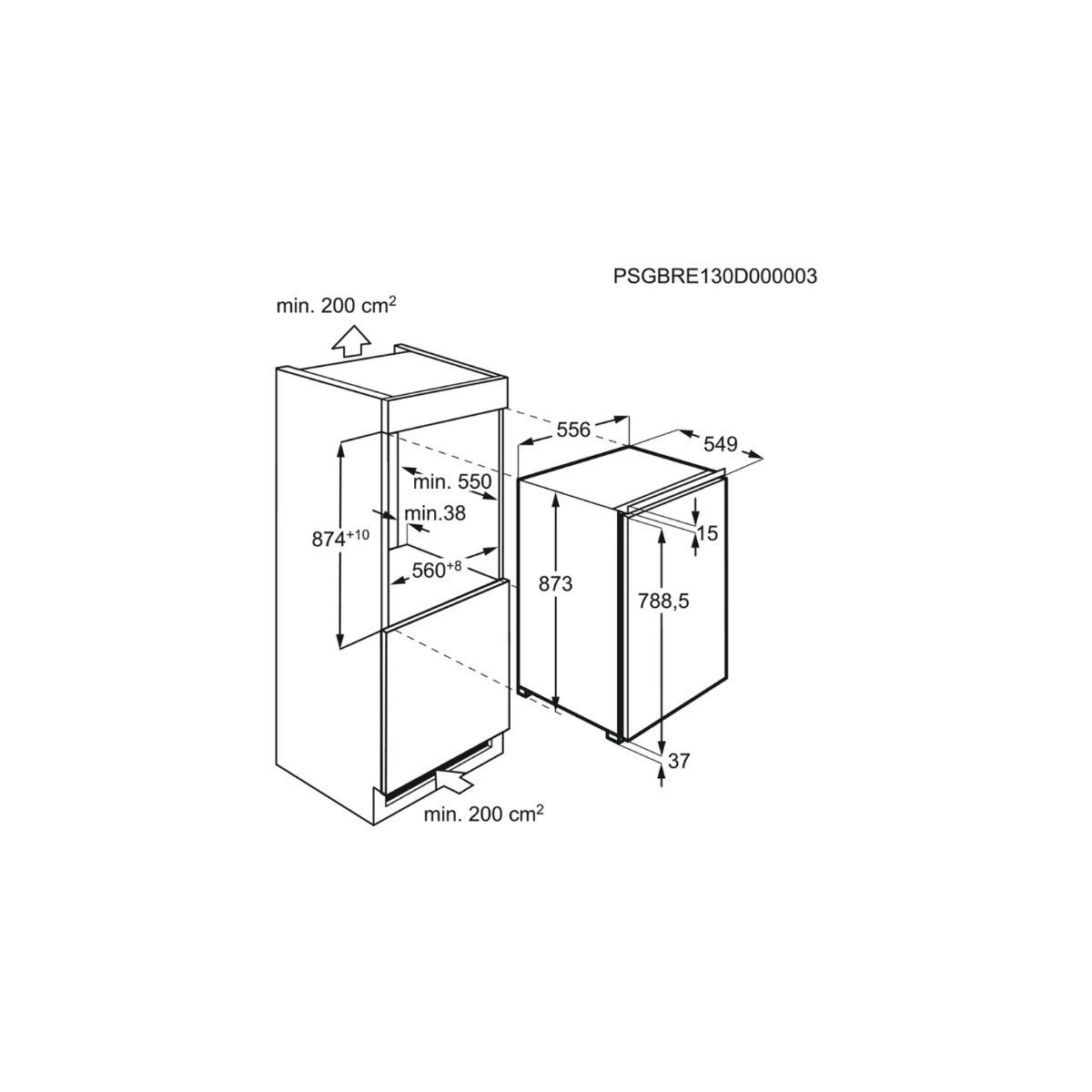 AEG Einbaukühlschrank SFS688FCAF, 55.6 cm breit, 118 L, Festtür-Technik, 4-Sterne-Gefrierfach, Frostmatic