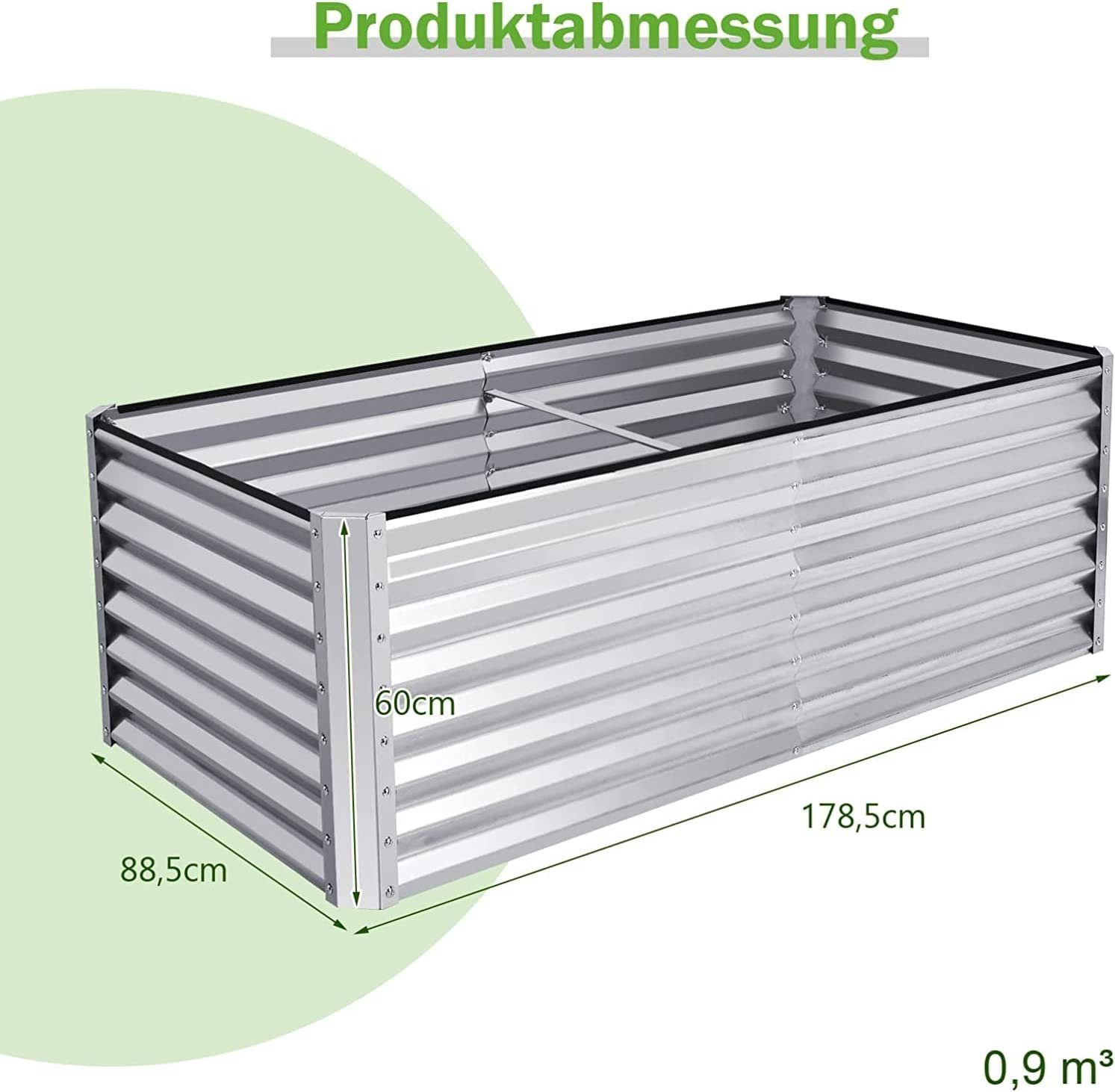 KOMFOTTEU Hochbeet Gartenbeet ohne Boden, 181 x 90 x 61 cm, Eisen