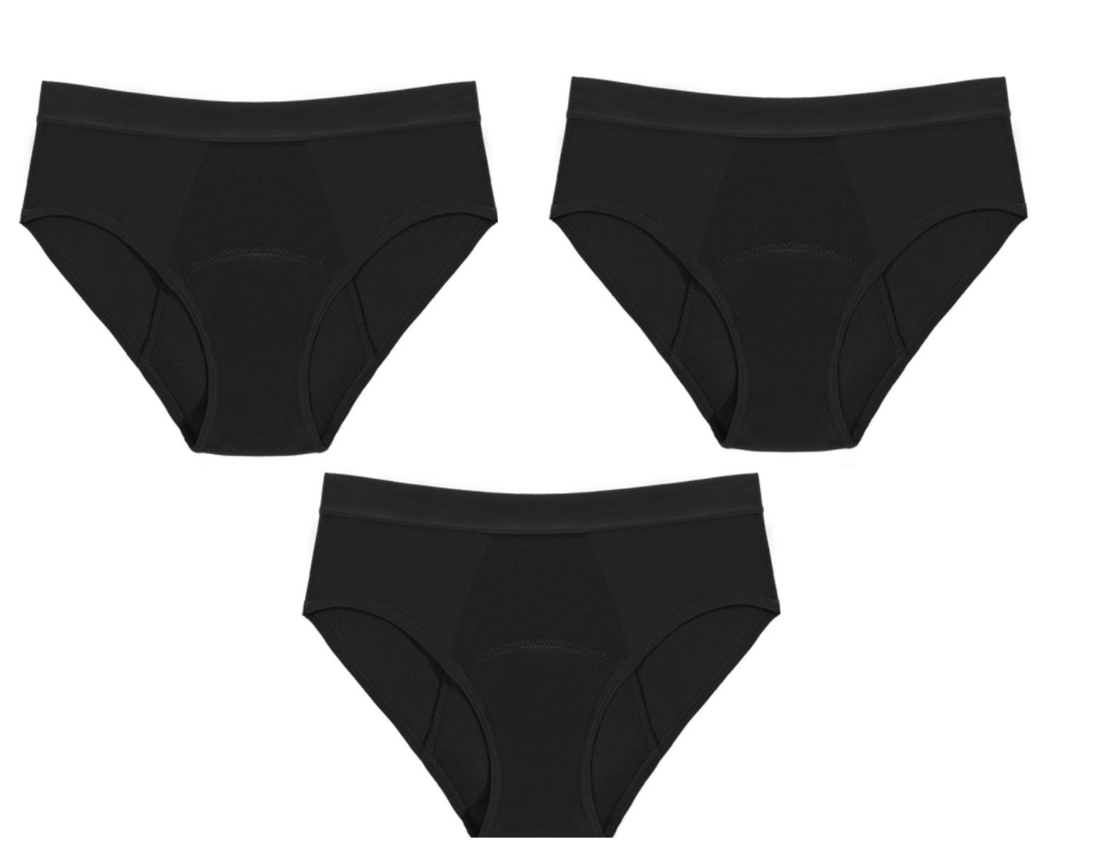 cwonlineshop Taillenslip Taillenslips Damen im 3er Pack in klassischen Uni-Farben Schwarz-A2090
