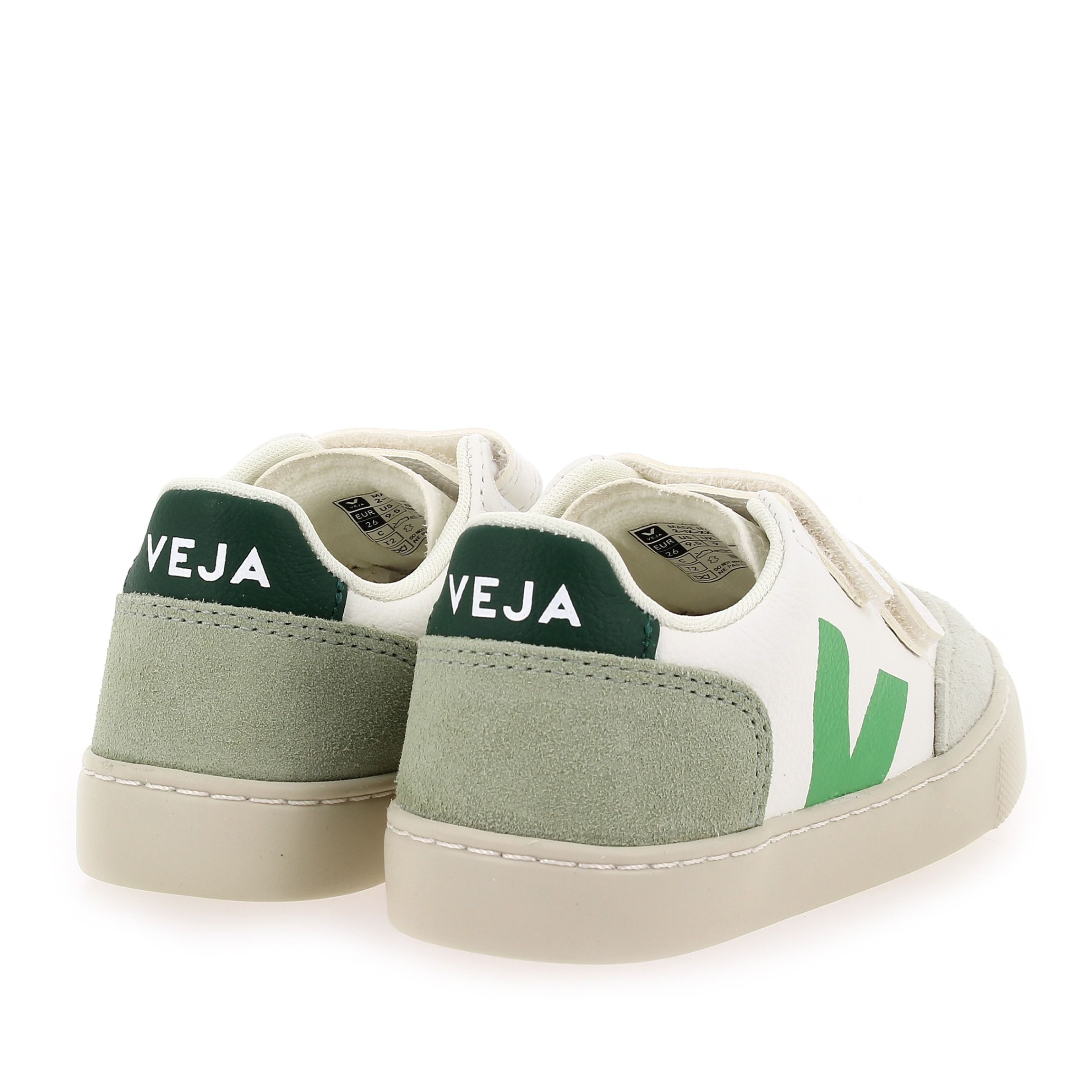 Veja  SMALL V12 VELCRO E24 - Blanc Vert