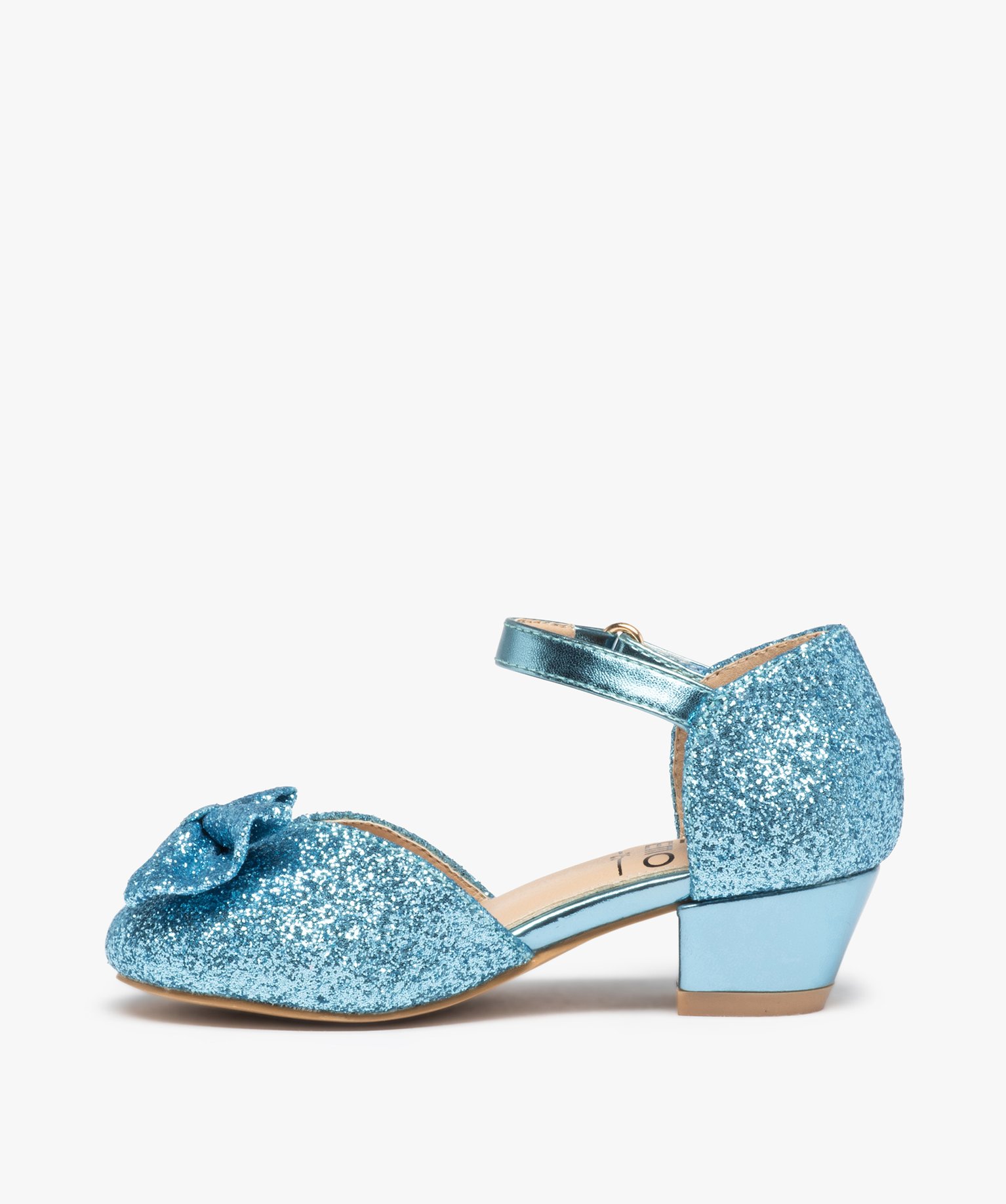 Ballerines fille pailletées à talon et bride de fermeture bleu | GEMO