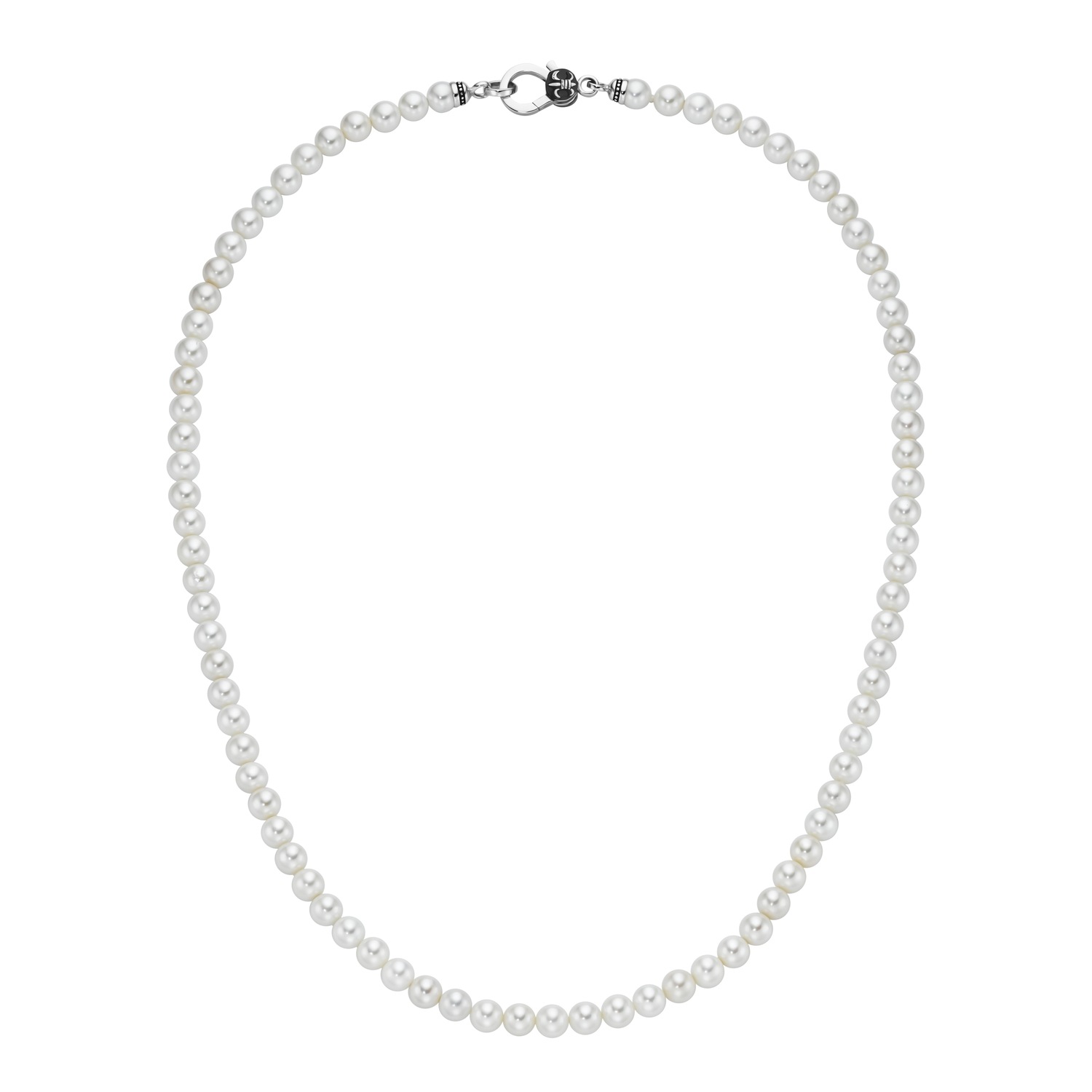 Kette mit weißen Muschelkern-Perlen. Silber 925