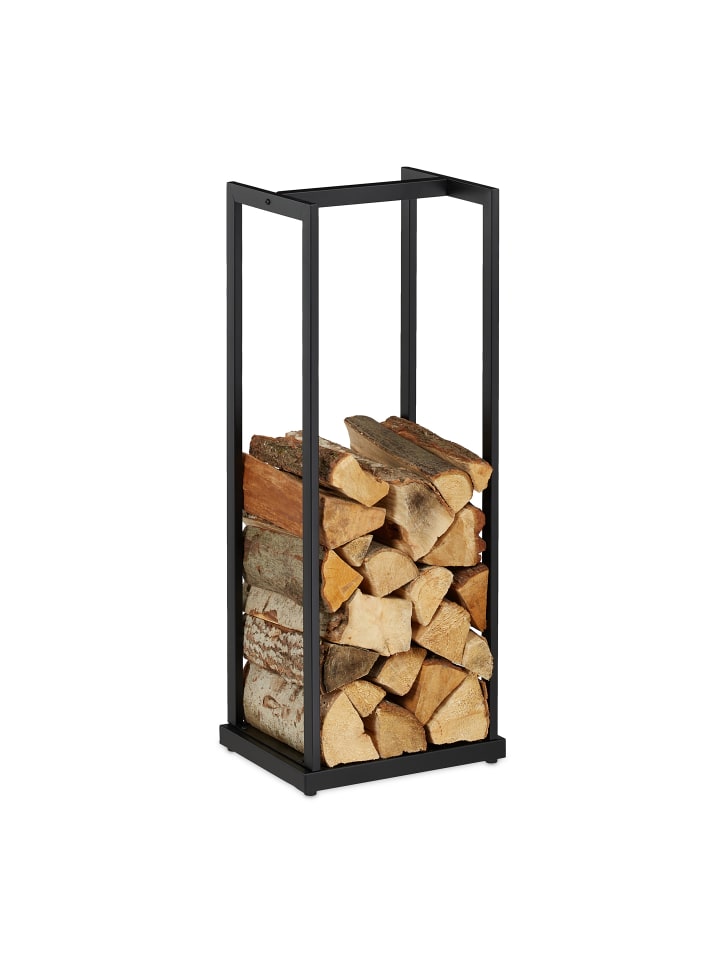relaxdays Kaminholzregal in Schwarz - (B)37 x (H)95 x (T)30 cm günstig kaufen onesize