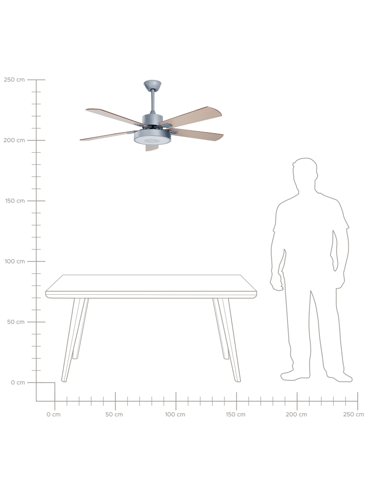 Beliani Deckenventilator mit Licht HOBBLE in Grau/Heller Holzfarbton günstig kaufen onesize