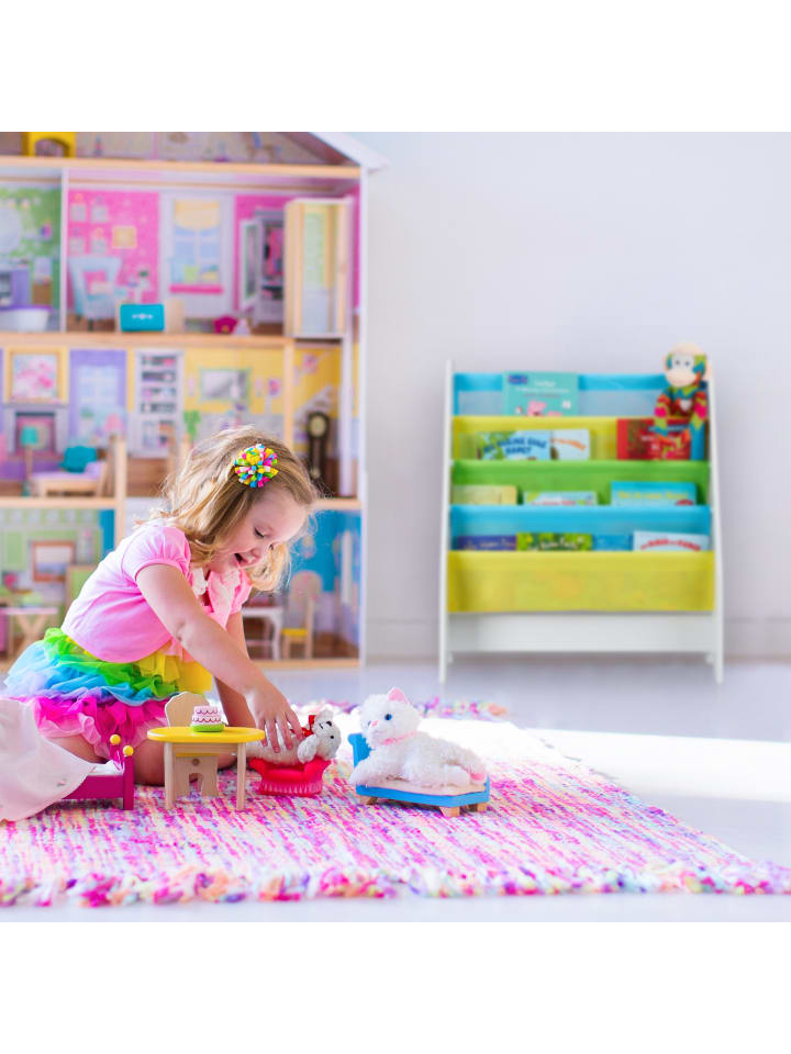 relaxdays Kinder Bücherregal Lagerfeuer in Bunt - (B)62 x (H)71 x (T)29 cm günstig kaufen onesize