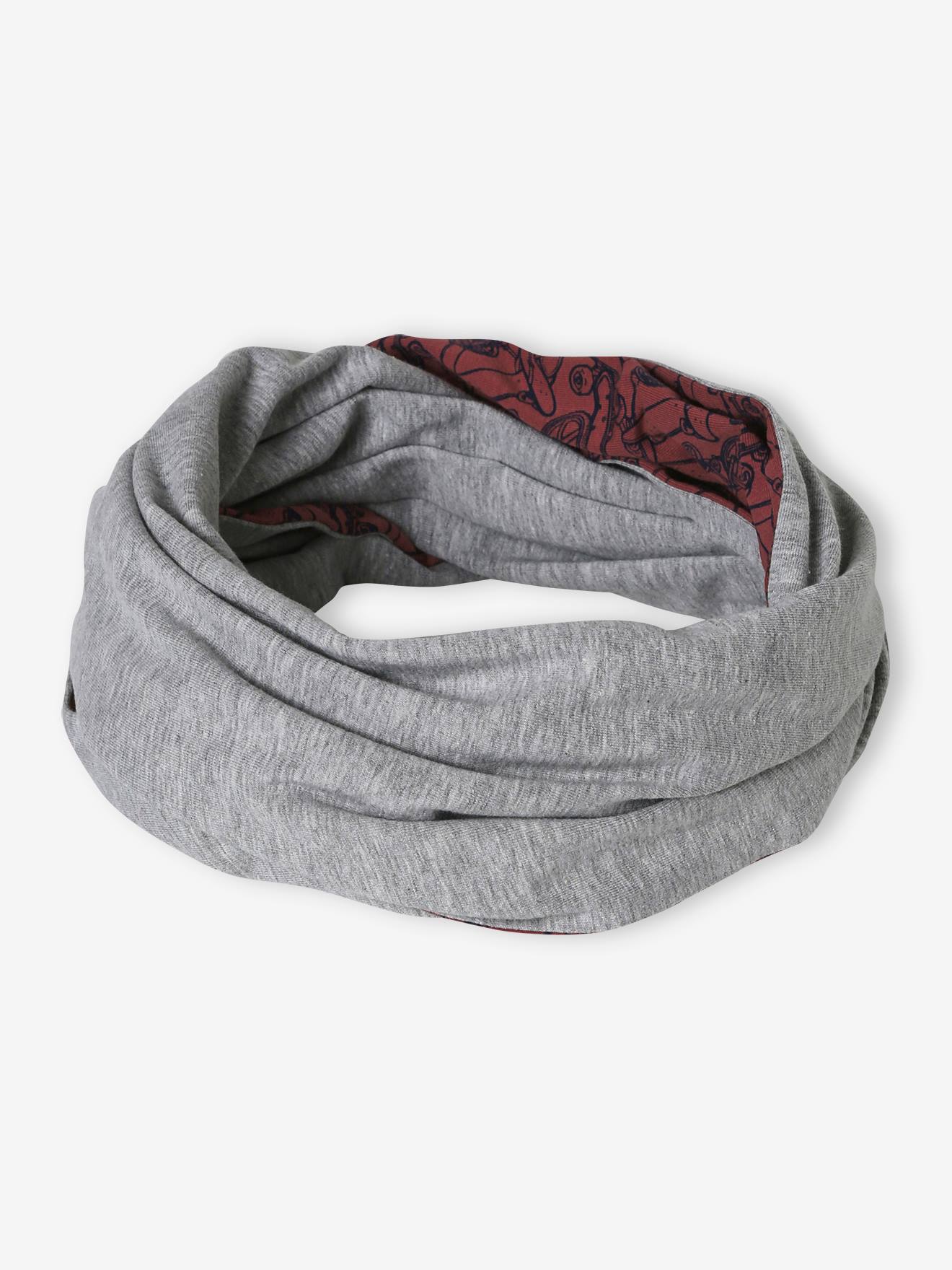 Snood réversible garçon imprimé/chiné terracotta