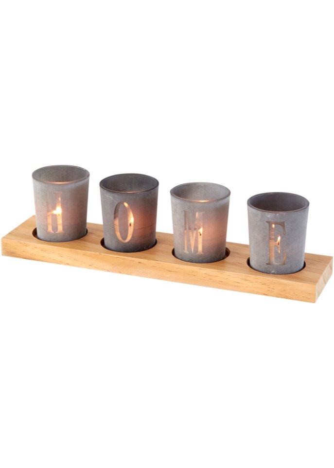 Teelichthalter mit Buchstaben HOME