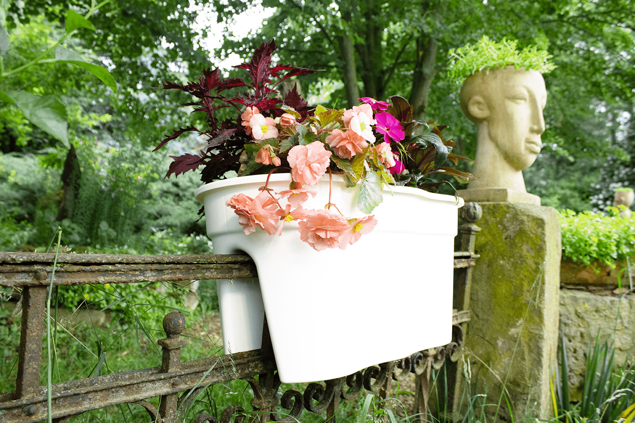 KHW KHW Geländerblumentopf Flowerclip XL, 2er Set, weiß