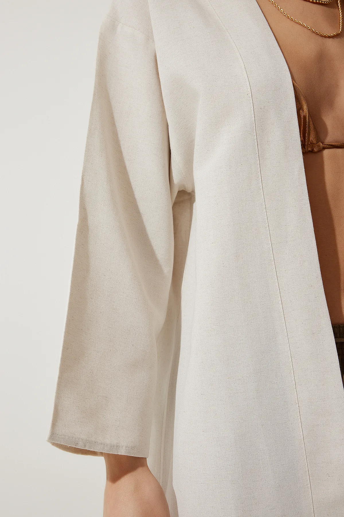 Happiness İstanbul  Kimono & Kaftan - Beige - Regular Fit