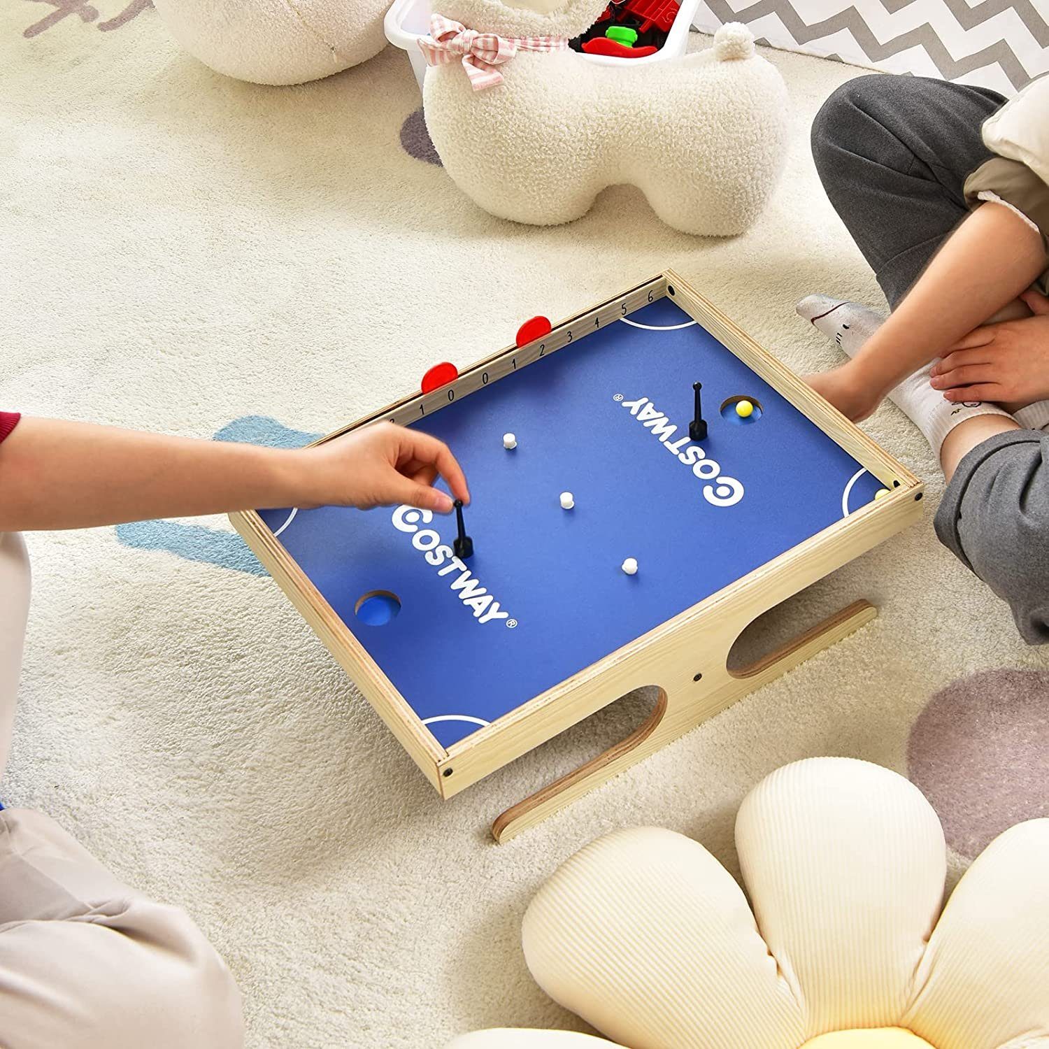 COSTWAY Spiel, Schachspiel, Spieltisch, mit 2 Bällen & 2 magnetischen Griffen
