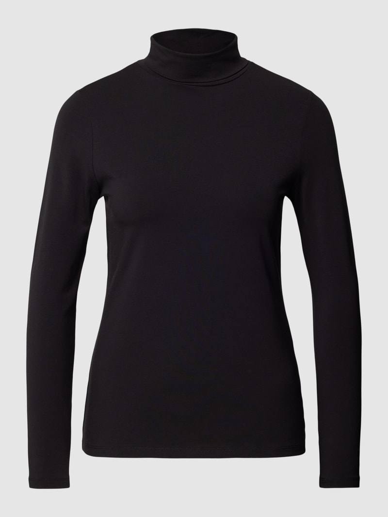 T-Shirt mit Stehkragen in schwarz