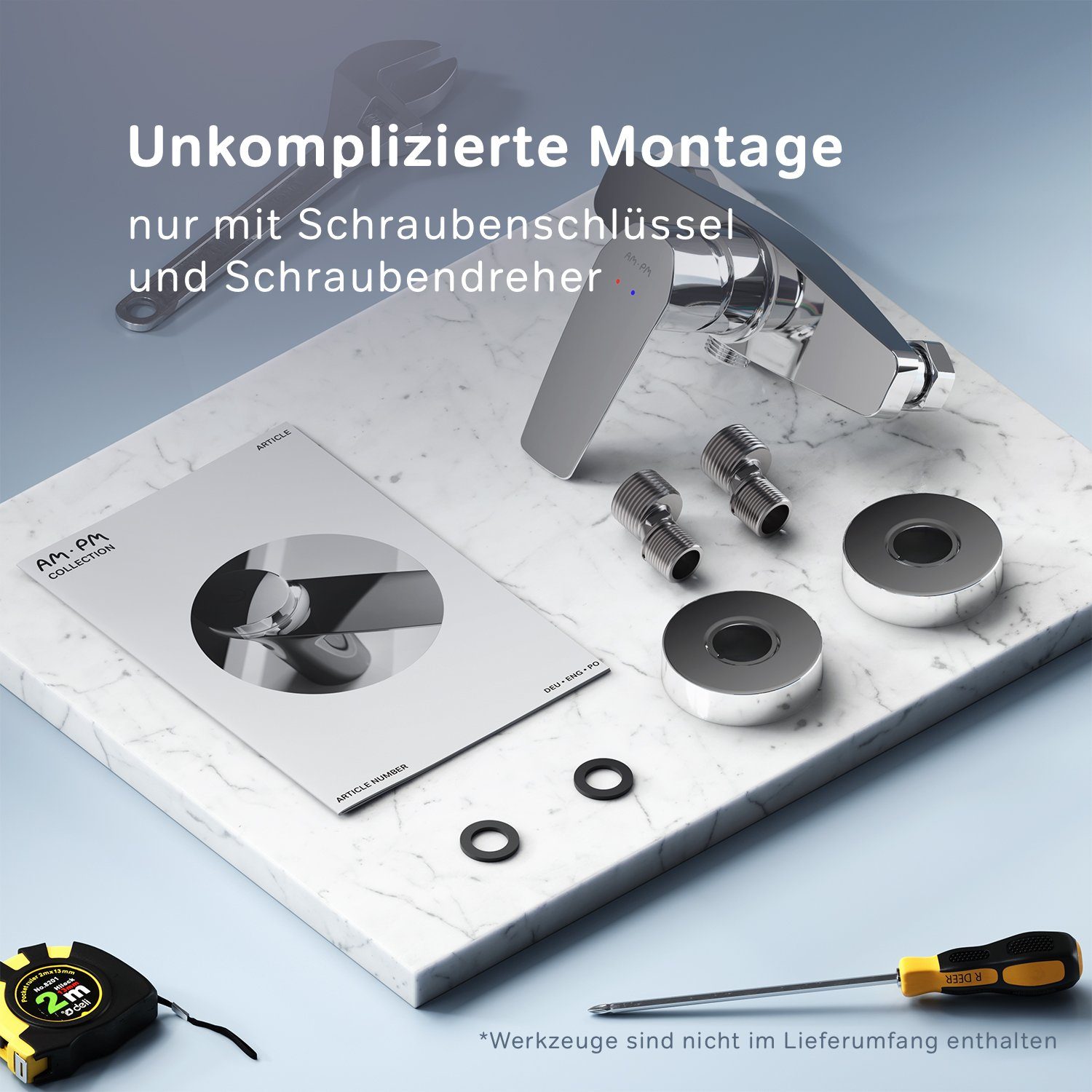 AM.PM Duscharmatur Gem Wassersparende, mit integrierte Rückflussverhinderer geräuscharm Keramikkartusche 35mm