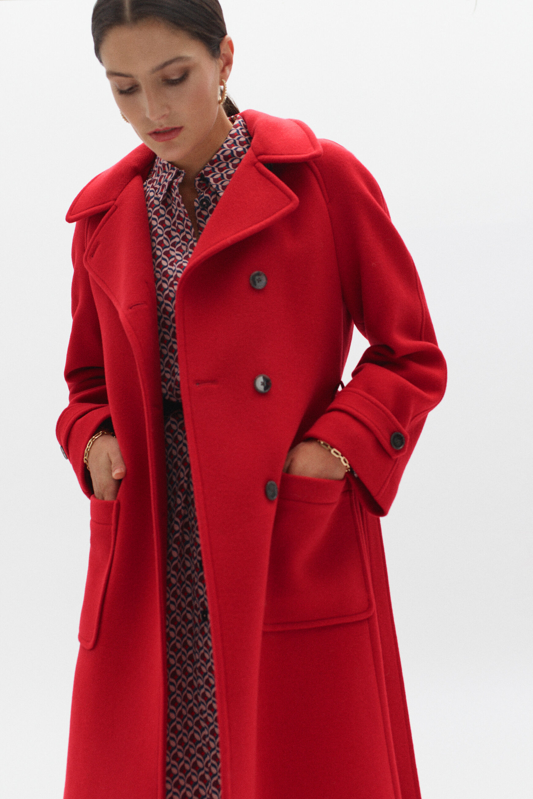 manteau quentin rouge femme