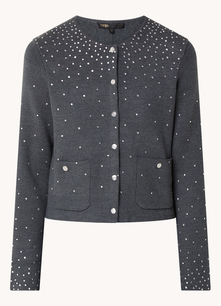 Maje  Fijngebreid vest in wolblend met strass