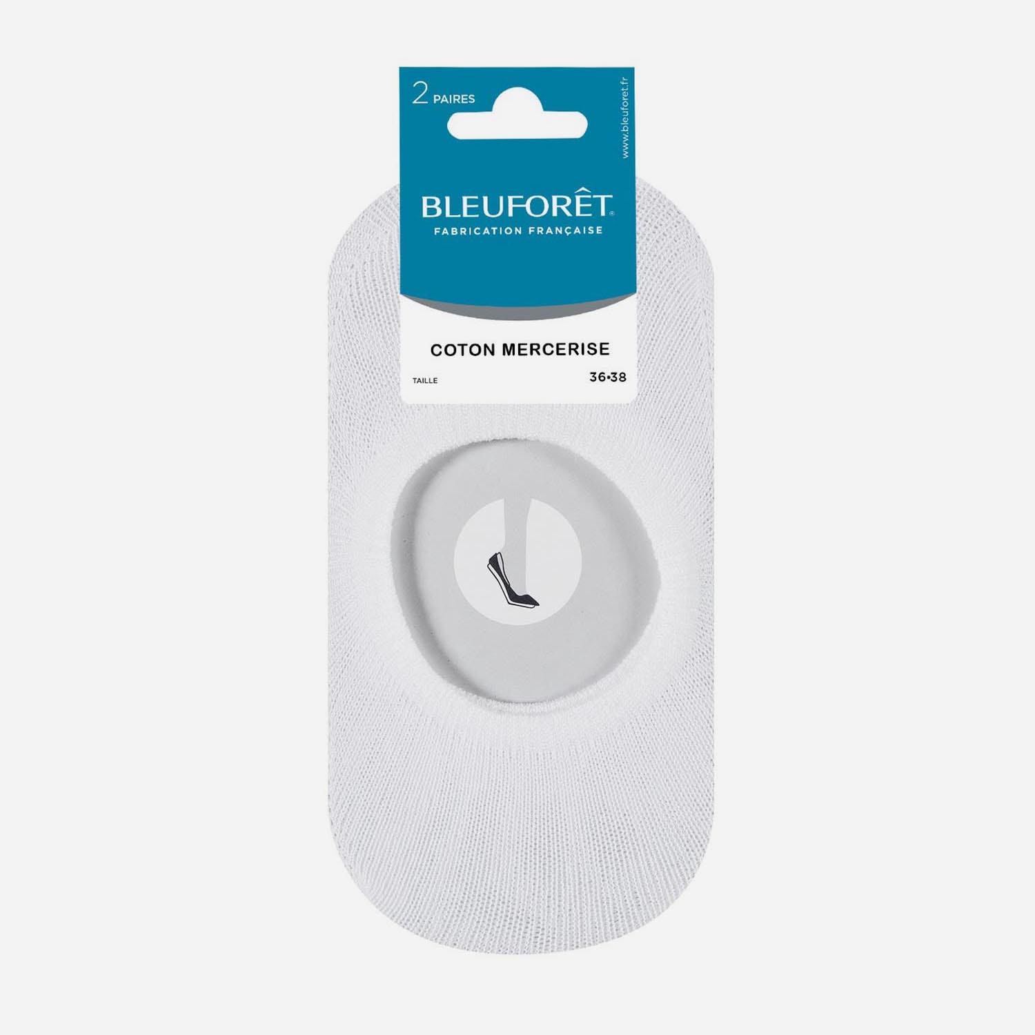 2 paires de chaussettes invisibles BLEUFORET blanches Pointure 36-38