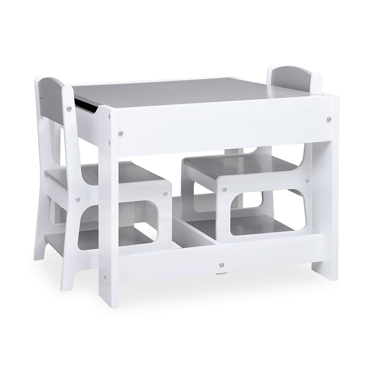 Kindertisch mit 2 Stühlen Weiß MDF Kindermöbelset