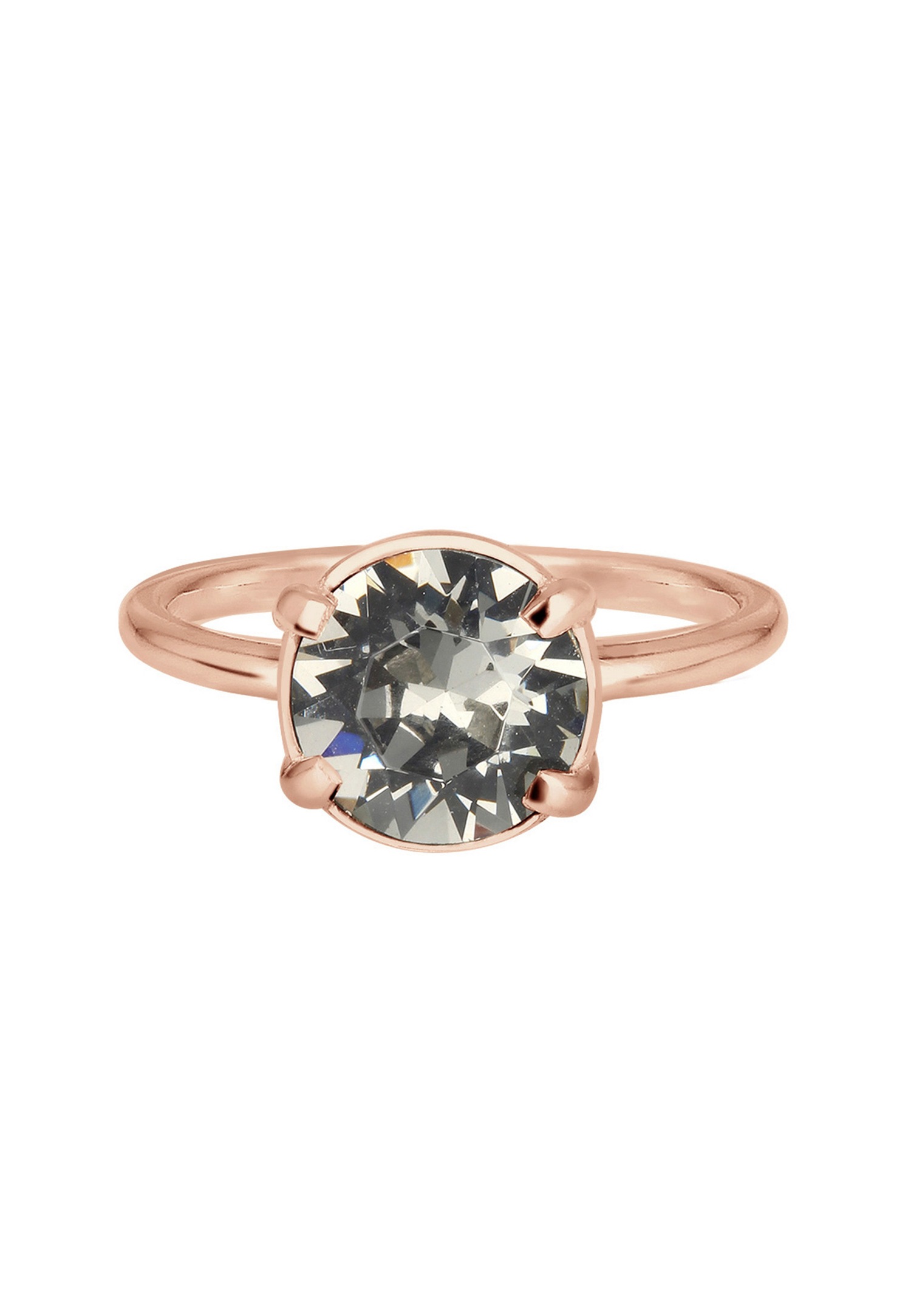 Elli Women's Elegant Solitaire Ring with Dark Red Crystals in 925 Sterling Silver Gold Plated